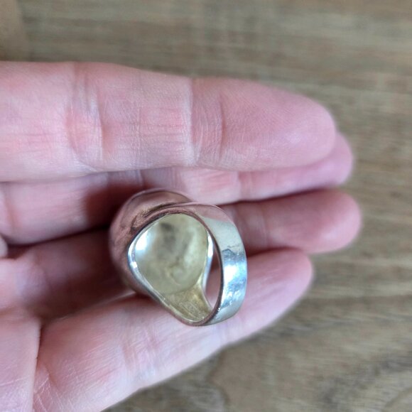 Large sterling silver 925 modernist ring bowl shaped. Statement ring. - Picture 9 of 9